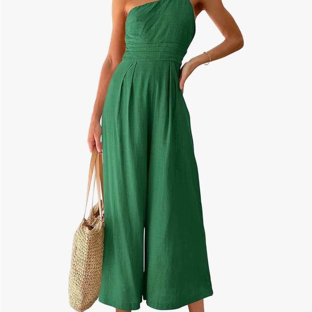 Elegant Green One-Shoulder Jumpsuit